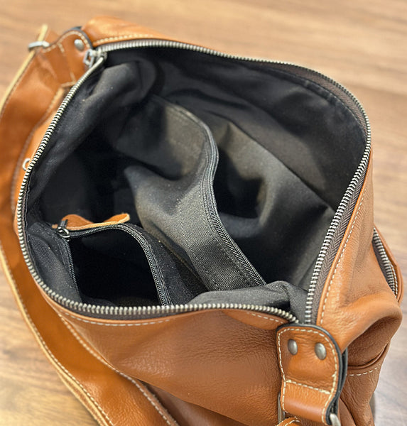 Hobo Ladies Leather Cross Body Bags Medium Brown Leather Shoulder Bag Capacity