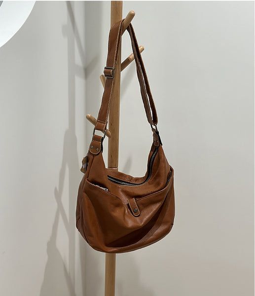 Hobo Ladies Leather Cross Body Bags Medium Brown Leather Shoulder Bag Classic