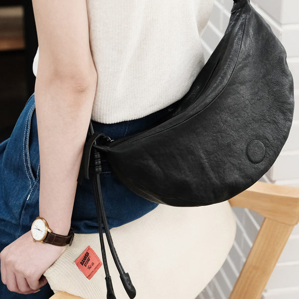 Hobo Women Soft Leather Shoulder Bag Black Crossbody Purses For Women Chic