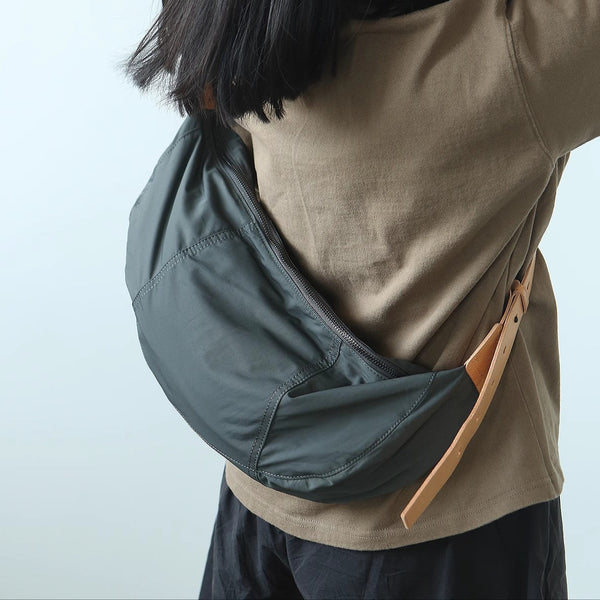 Hobo Women's Nylon Crossbody Bag Nylon Shoulder Bags with Leather Accents Handmade