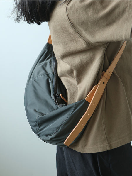 Hobo Women's Nylon Crossbody Bag Nylon Shoulder Bags with Leather Accents Small