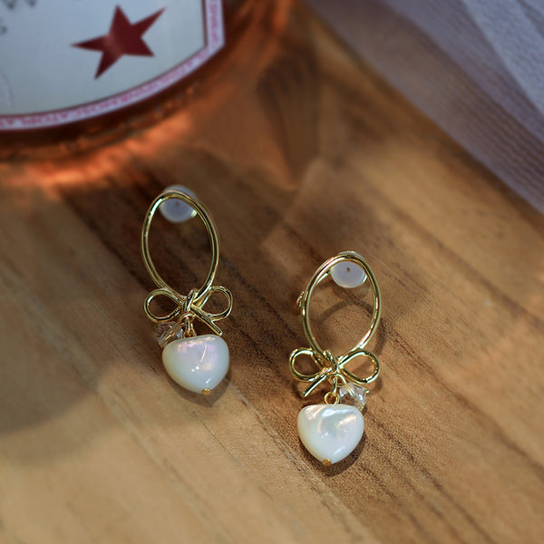 Hypoallergenic Clip On Earrings for Women-Gold Plated Sterling Silver with Mother of Pearl No Piercing Needed