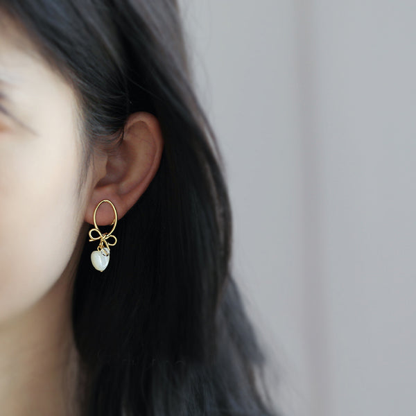 Hypoallergenic Clip On Earrings for Women-Gold Plated Sterling Silver with Mother of Pearl No Piercing Needed