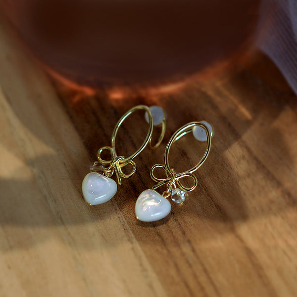 Hypoallergenic Clip On Earrings for Women-Gold Plated Sterling Silver with Mother of Pearl No Piercing Needed