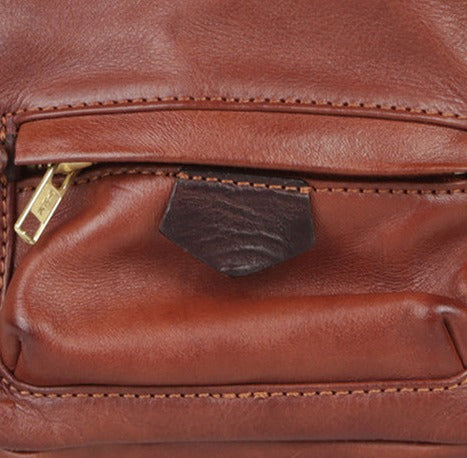 Ladies Cute Leather Mini Backpack Purse Brown Leather Rucksack Bag Genuine-Leather