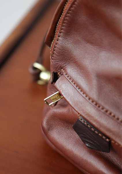 Ladies Cute Leather Mini Backpack Purse Brown Leather Rucksack Bag Gift idea