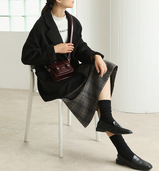 Ladies Mini Leather Crossbody Bag Brown Shoulder Bag Classic