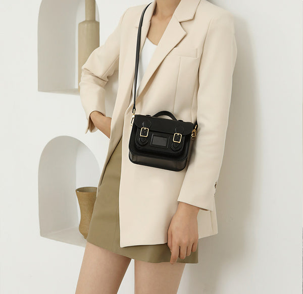 Ladies Mini Leather Crossbody Bag Brown Shoulder Bag Cute