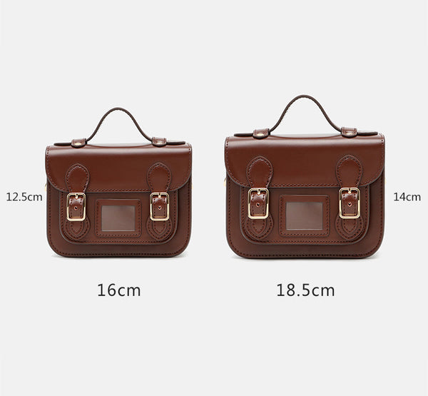 Ladies Mini Leather Crossbody Bag Brown Shoulder Bag Size