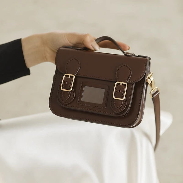 Ladies Mini Leather Crossbody Bag Brown Shoulder Bag Unique