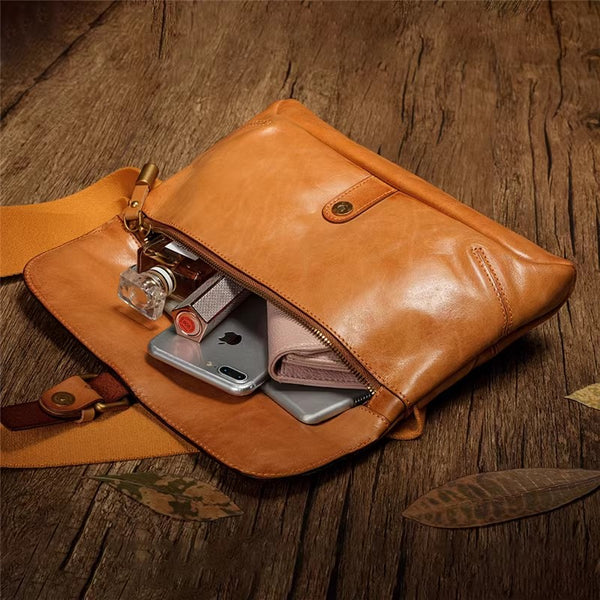 Ladies Small Black Leather Crossbody Bag Leather Messenger Bag For Women Beautiful