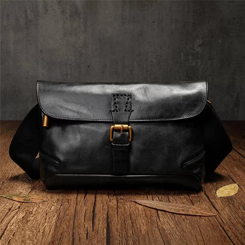 Ladies Small Black Leather Crossbody Bag Leather Messenger Bag For Women Best