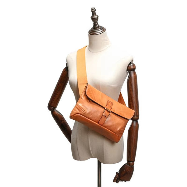 Ladies Small Black Leather Crossbody Bag Leather Messenger Bag For Women Brown