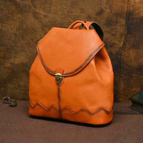 Cute Ladies Leather Rucksack Small Leather Backpack Bag Aesthetic