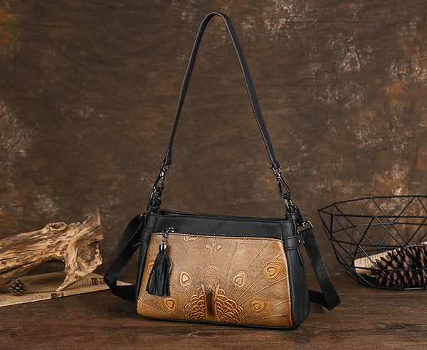 Vintage Womens Genuine Leather Shoulder Handbags For Ladies Leather Crossbody Purse