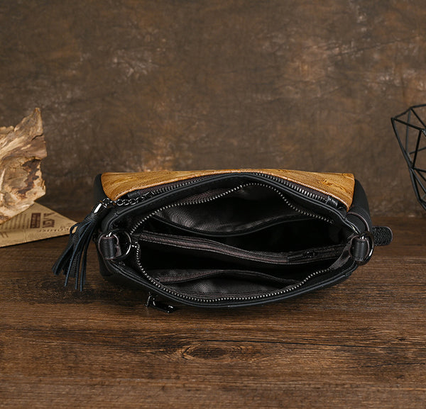 Ladies Small Leather Shoulder Bag Peacock Pattern Embossed Cross Body Leather Handbag Capacity