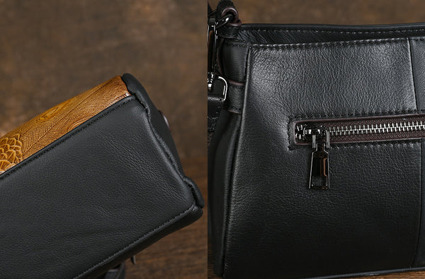 Ladies Small Leather Shoulder Bag Peacock Pattern Embossed Cross Body Leather Handbag Cowhide