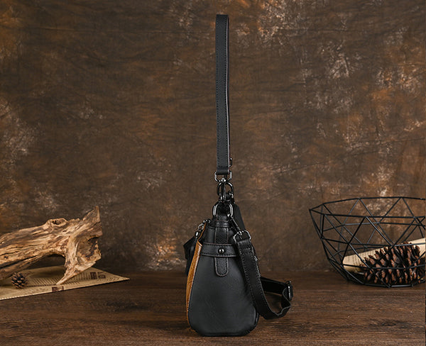 Ladies Small Leather Shoulder Bag Peacock Pattern Embossed Cross Body Leather Handbag Durable