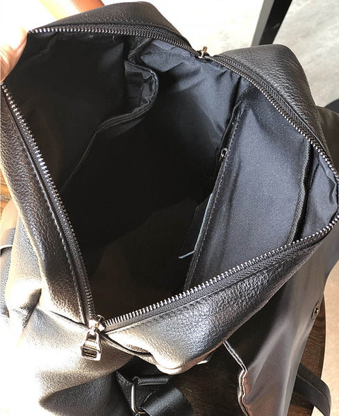 Ladies Vintage Leather Backpack Bag Small Leather Knapsack Black Capacity