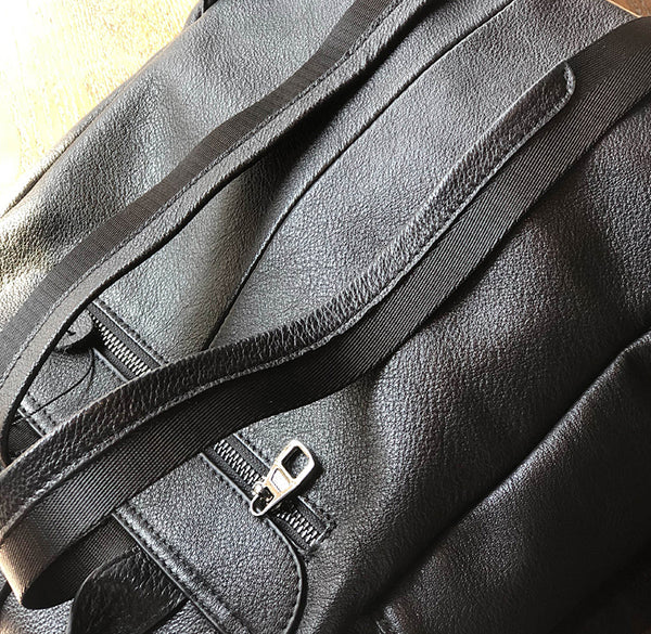 Ladies Vintage Leather Backpack Bag Small Leather Knapsack Black Durable