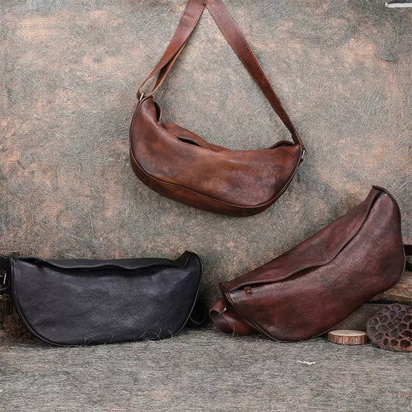 Large Women's Crossbody Chest Bag Leather Sling Bags For Women