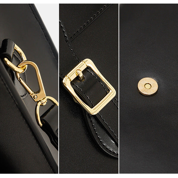 Leather Women's Backpack Purses Brown Leather Crossbody Bag Details