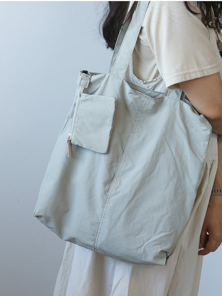 Lightweight Nylon Tote Bag for Women Large Shoulder Handbag with Zipper Pouch Gift