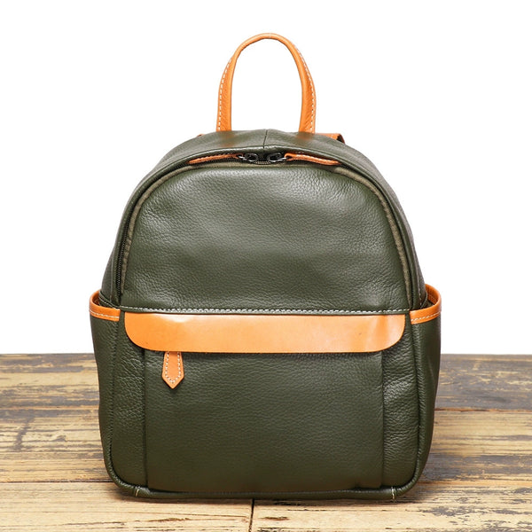 Mini Genuine Leather Backpack for Women Soft Cowhide Casual Daypack Affordable