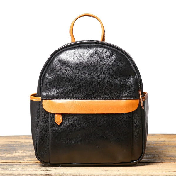 Mini Genuine Leather Backpack for Women Soft Cowhide Casual Daypack Classy