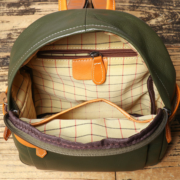 Mini Genuine Leather Backpack for Women Soft Cowhide Casual Daypack Inside
