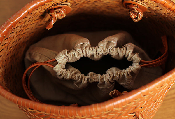 Vintage-Genuine-Leather-Handwoven-Bucket-Bag-Shoulder-Tote-with-Inner-Pouch-Fashion