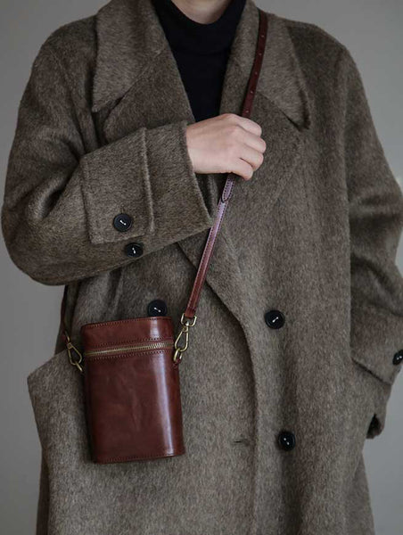 Mini Leather Phone Bag for Women Casual Retro Crossbody Handbag Badass