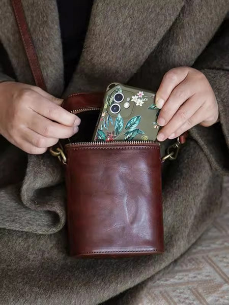 Mini Leather Phone Bag for Women Casual Retro Crossbody Handbag Beautiful