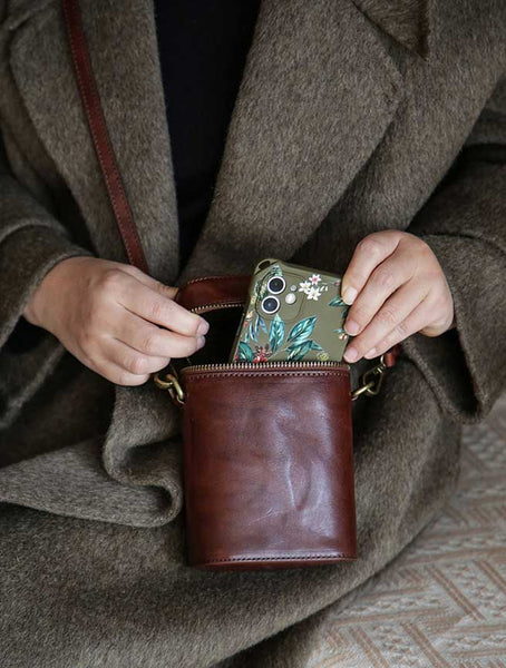 Mini Leather Phone Bag for Women Casual Retro Crossbody Handbag Chic
