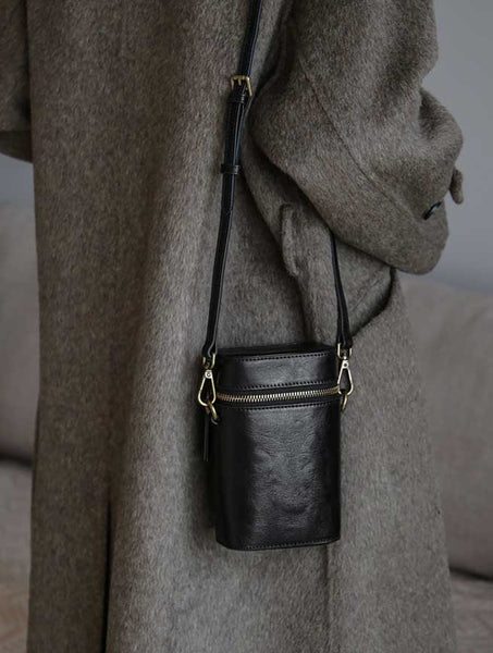 Mini Leather Phone Bag for Women Casual Retro Crossbody Handbag Cowhide