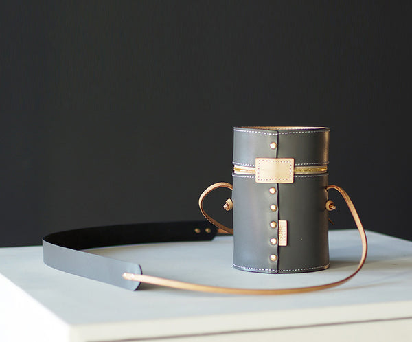 Mini Womens Leather Barrel Bag Genuine Leather Crossbody Purse For Women Chic