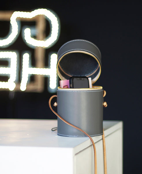 Mini Womens Leather Barrel Bag Genuine Leather Crossbody Purse For Women Classy