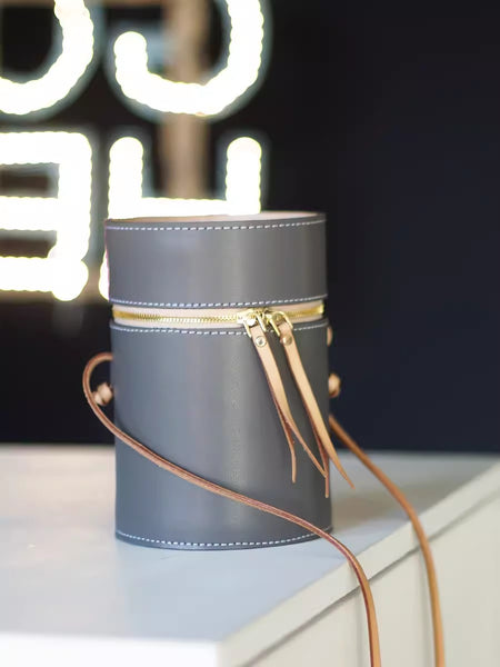 Mini Womens Leather Barrel Bag Genuine Leather Crossbody Purse For Women