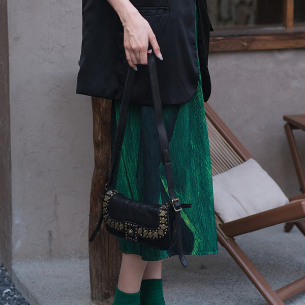 Punk Art Women's Small Crossbody Purse Black Leather Shoulder Purse Badass