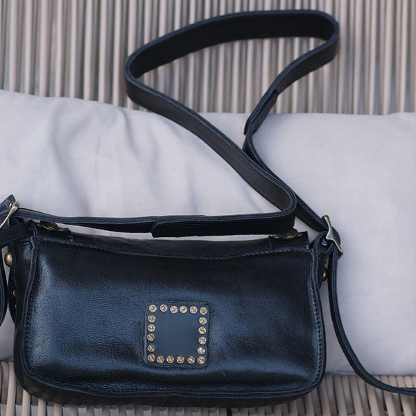 Punk Art Women's Small Crossbody Purse Black Leather Shoulder Purse Classy