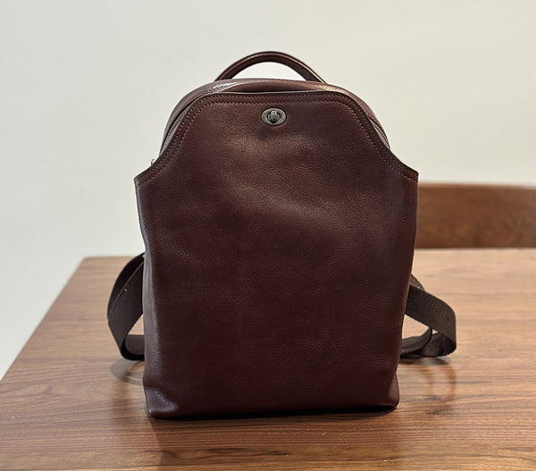 Retro Leather Backpack Purse For Women Small Leather Knapsack Bag Badass