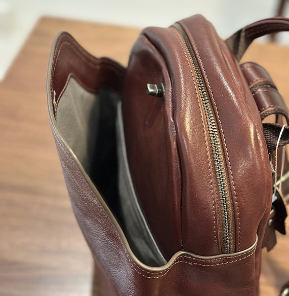 Retro Leather Backpack Purse For Women Small Leather Knapsack Bag Inside