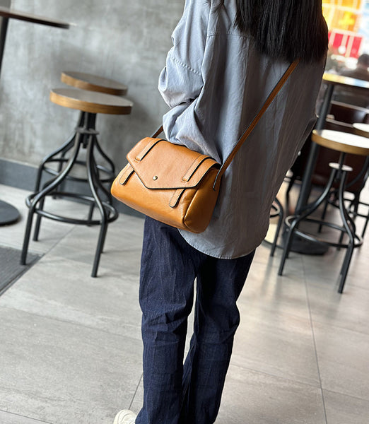 Retro Womens Leather Satchel Crossbody Bag Small Leather Crossbody Bag Beautiful