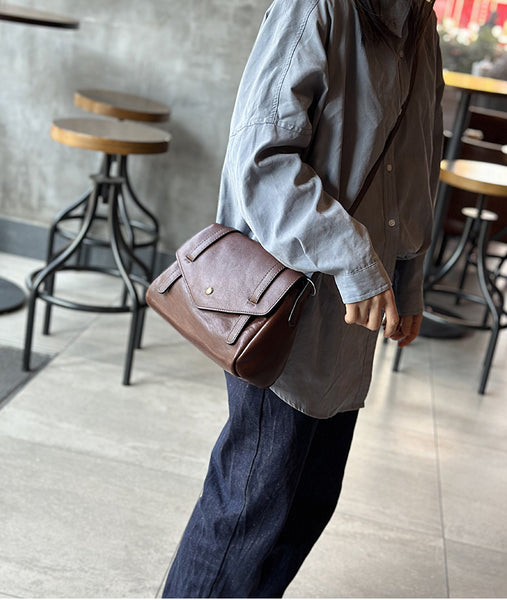 Womens Vintage Leather Satchel Bag Small Leather Crossbody Bag