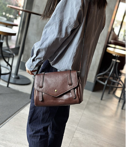 Retro Womens Leather Satchel Crossbody Bag Small Leather Crossbody Bag Classic
