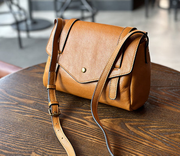 Retro Womens Leather Satchel Crossbody Bag Small Leather Crossbody Bag Elegant