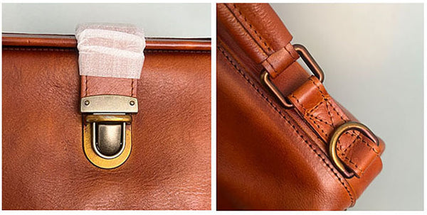 Rivets Ladies Genuine Leather Backpack Purse Ladies Small Leather Rucksack Handmade