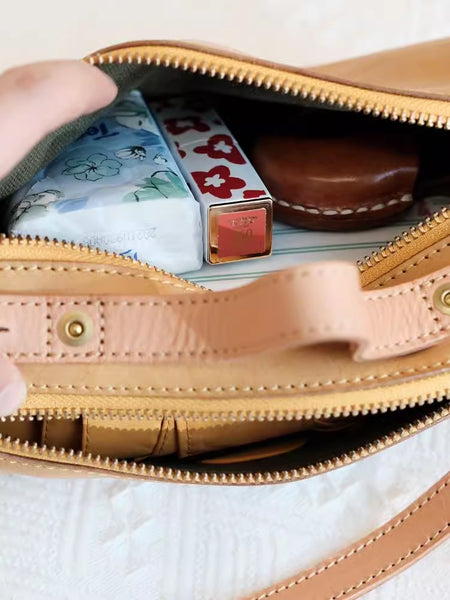 Small Ladies Barrel Bag Leather Over The Shoulder Bag Leather Crossbody Purse Capacity