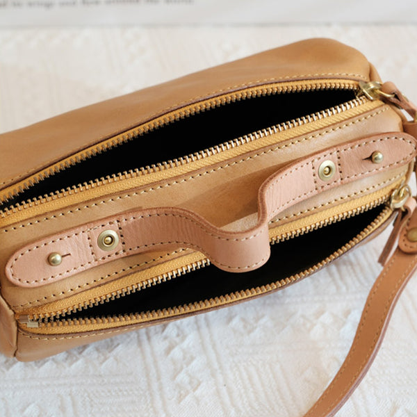 Small Ladies Barrel Bag Leather Over The Shoulder Bag Leather Crossbody Purse Fashion