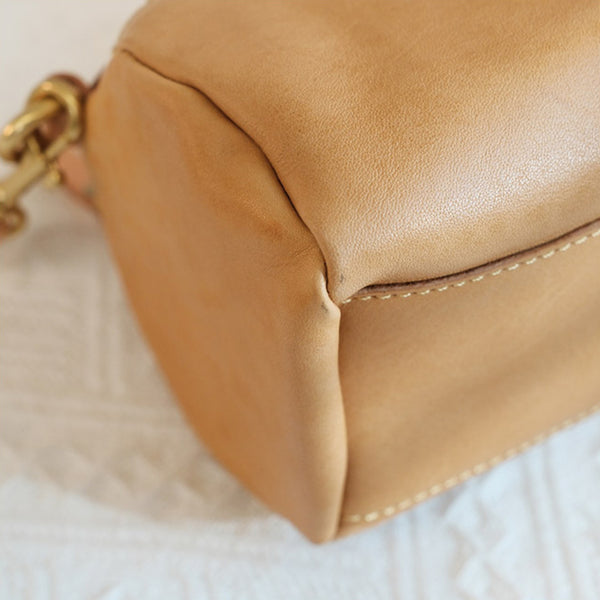 Small Ladies Barrel Bag Leather Over The Shoulder Bag Leather Crossbody Purse Gift-idea